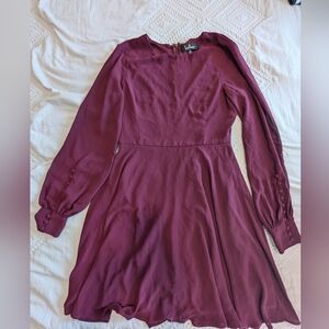 Lulus Sadie May Plum Purple Long Sleeve Dress Skater A-line